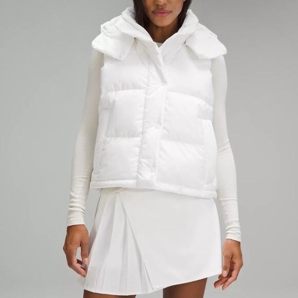 lululemon athletica Jackets & Blazers - Lululemon Sz 6 Wunder Puff Cropped Vest Down Filled White Zip-up NO HOOD